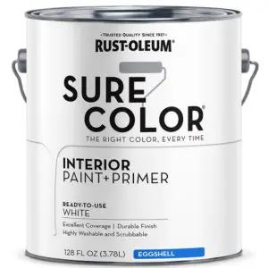 Gal Rust‐Oleum 380217 White Sure Color Interior Paint + Primer, Eggshell