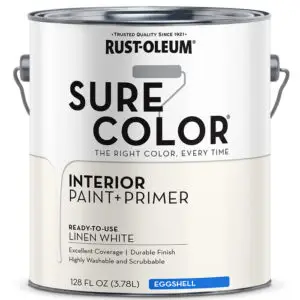 2‐Pack of 1 Gal Rust‐Oleum 380220 Linen White Sure Color Interior Paint + Primer, Eggshell