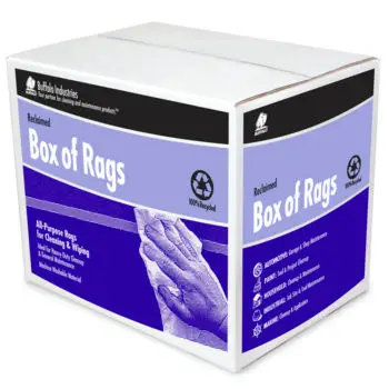 Pallet (100 ct) of 20 Lbs Buffalo 10394 White Industrial T-Shirt Wipers Recycled Cloth Rags, Boxed