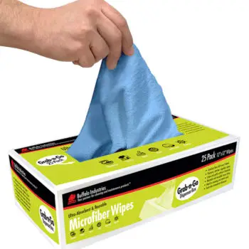 100‐Pack of 12” x 12” Buffalo 65102 Blue Microfiber Dispenser Wipes Box, 25‐Pack