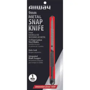 9mm Allway SK9M Red/Black K‐Series Carded, Metal Snap Knife with 13‐Point Carbon Steel Blade