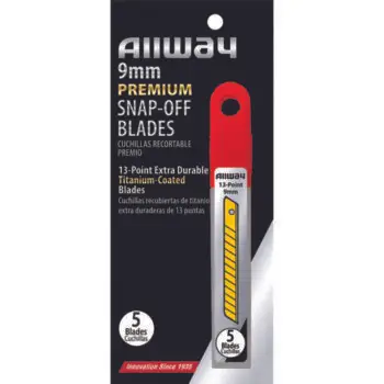 120‐Pack of 9mm Allway SB9‐5T Red/Black B‐Series Carded, Extra Durable Titanium 13‐Point Snap Blade with Safety Holder Dispenser, 5 Blade Pack