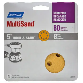 60‐Pack of 5” Norton 02209 Hook & Sand 8‐Hole Sanding Disc, P80‐Grit, 4‐Pack