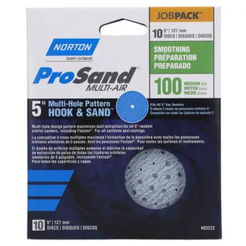 30‐Pack of 5” Norton 03222 ProSand Multi‐Hole Hook & Sand Discs, 100‐Grit, 10‐Pack