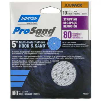 40‐Pack of 5” Norton 03223 ProSand Multi‐Hole Hook & Sand Discs, 80‐Grit, 10‐Pack