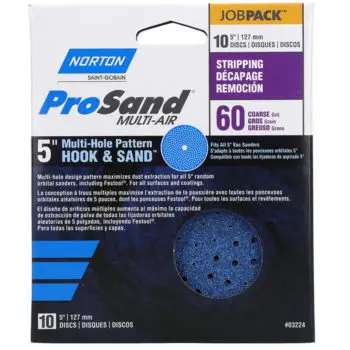 30‐Pack of 5” Norton 03224 ProSand Multi‐Hole Hook & Sand Discs, 60‐Grit, 10‐Pack