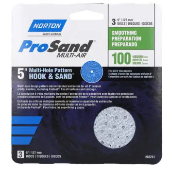 45‐Pack of 5” Norton 3231 ProSand Multi‐Hole Hook & Sand Discs, 100‐Grit, 3‐Pack