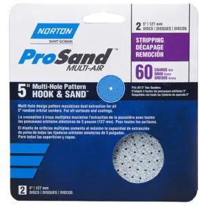 5” Norton 3233 ProSand Multi‐Hole Hook & Sand Discs, 60‐Grit, 2‐Pack